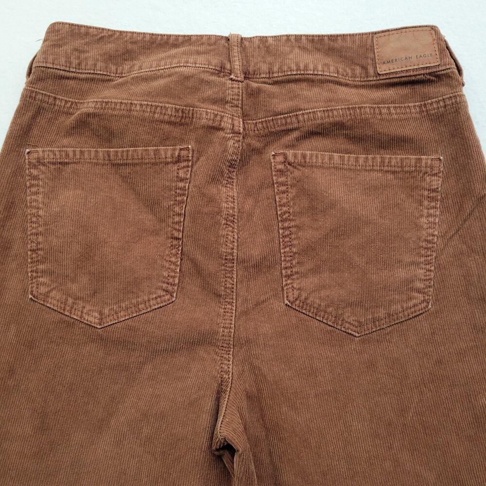 American Eagle Super Hi-Rise Flare Corduroy Pants 10 Brown Patch Pocket 70s Fall - Picture 7 of 10